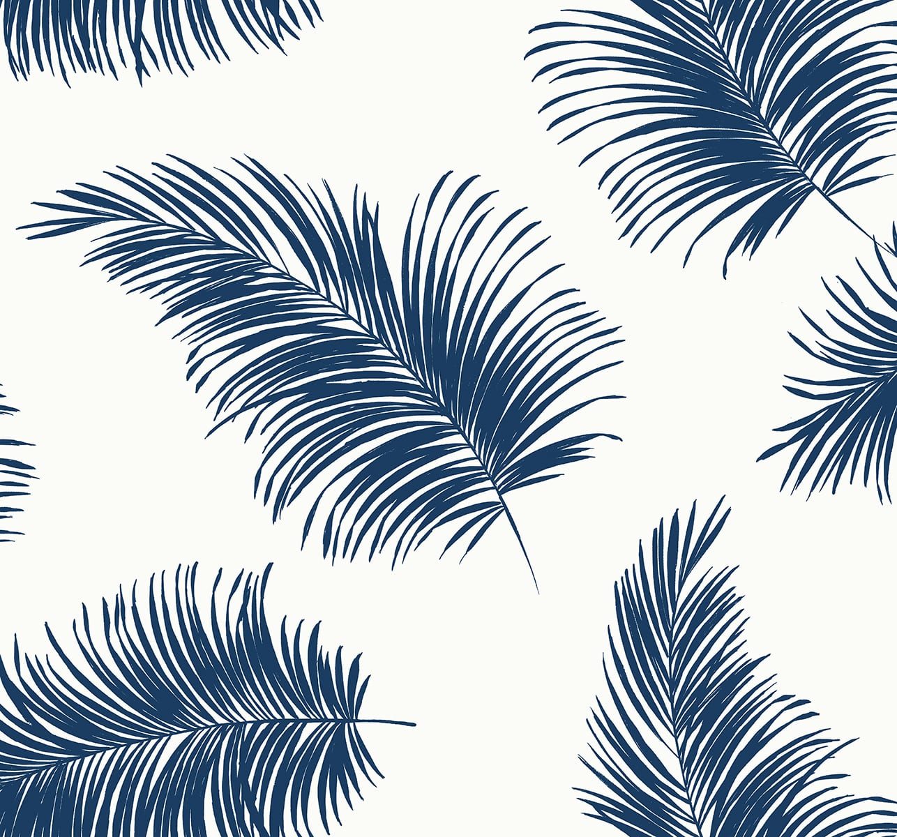 LN20312 Lillian August Lillian August Peel and Stick Wallpaper Tossed Palm White & Navy
