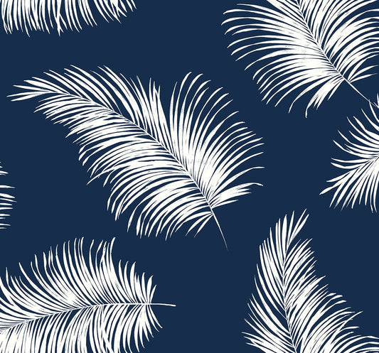 LN20322 Lillian August Lillian August Peel and Stick Wallpaper Tossed Palm Navy Blue