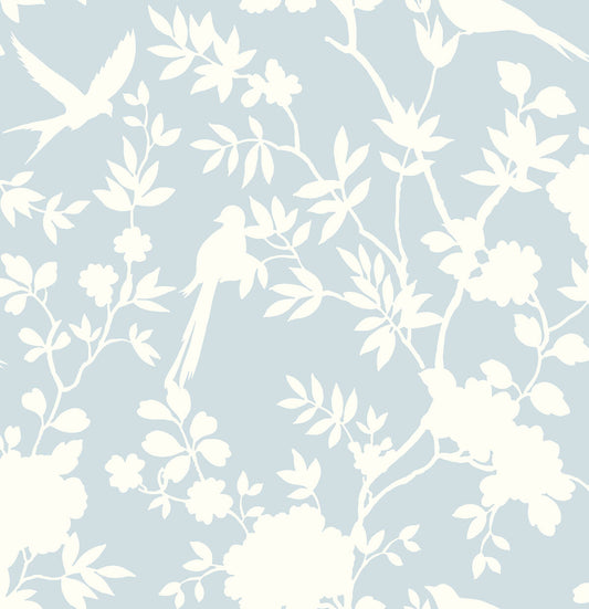 LN20502 Lillian August Lillian August Peel and Stick Wallpaper Mono Toile Hampton Blue