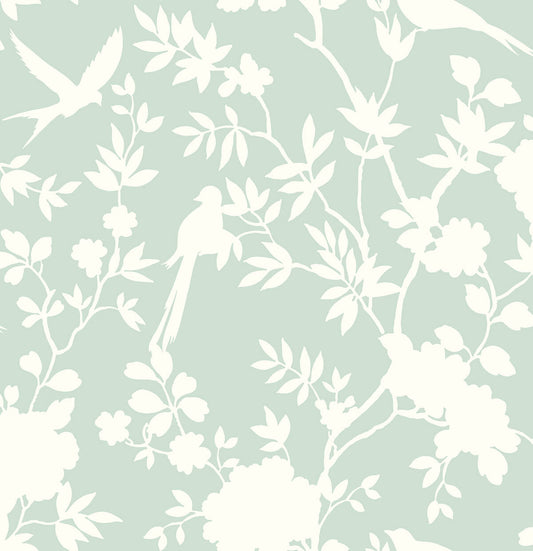 LN20504 Lillian August Lillian August Peel and Stick Wallpaper Mono Toile Seaglass