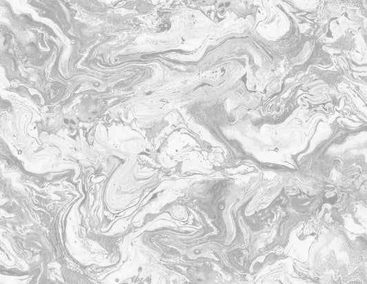 LN21003 Lillian August Lillian August Peel and Stick Wallpaper Faux Marble Calcutta & Metallic Silver