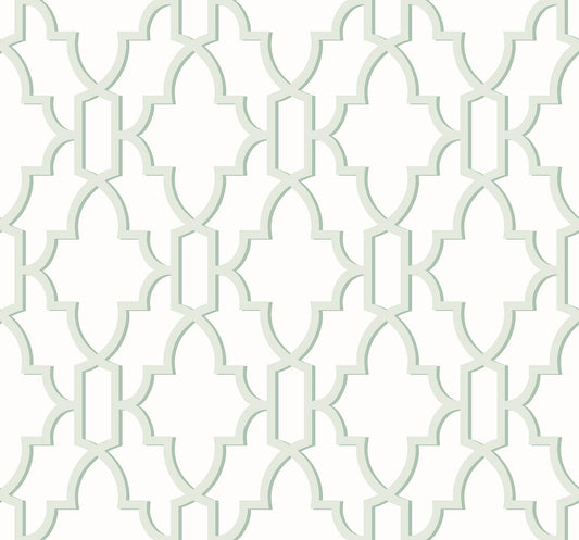 LN21104 Lillian August Lillian August Peel and Stick Wallpaper Coastal Lattice Seaglass