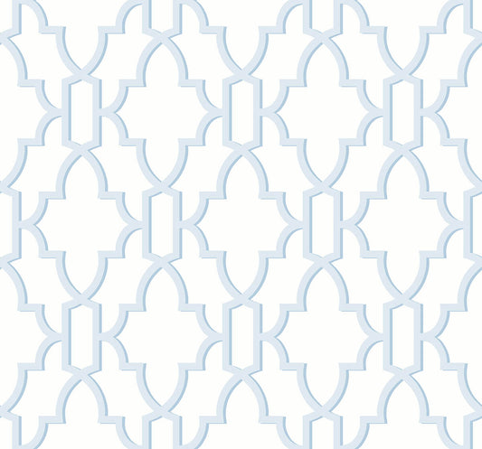 LN21112 Lillian August Lillian August Peel and Stick Wallpaper Coastal Lattice Hampton Blue