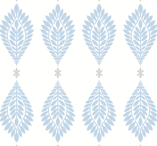 LN21402 Lillian August Lillian August Peel and Stick Wallpaper Palm Frond Blue Skies & Daydream Grey