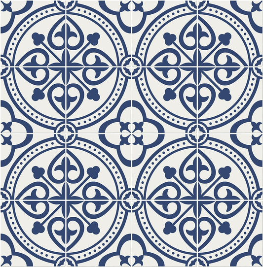 LN30312 Lillian August Lillian August Peel and Stick Wallpaper Villa Mar Tile Denim Blue