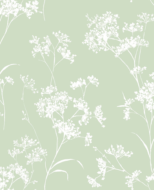 LN30504 Lillian August Lillian August Peel and Stick Wallpaper Floral Mist Seacrest Green