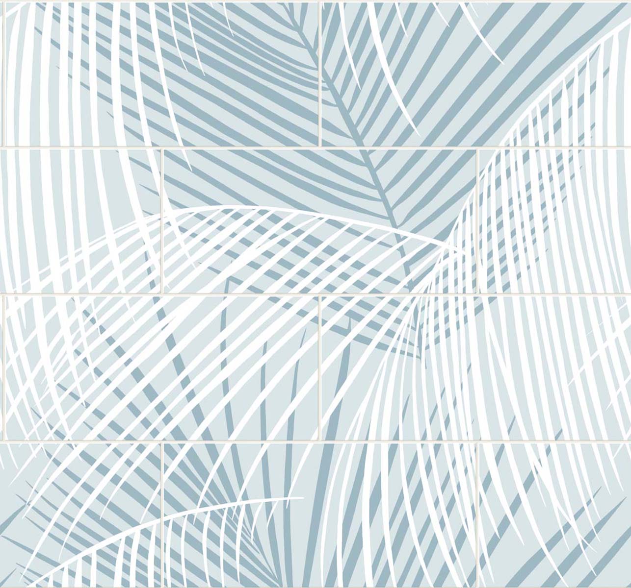 LN30712 Lillian August Lillian August Peel and Stick Wallpaper Palm Tile Summer Skies