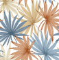 LN31001 Lillian August Lillian August Peel and Stick Wallpaper Tropic Palm Toss Charlotte Blue & Soft Melon