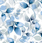 LN31102 Lillian August Lillian August Peel and Stick Wallpaper Watercolor Tossed Leaves Blue Lagoon