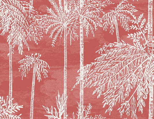 LN40201 Lillian August Coastal Haven Wallpaper Palm Grove  Coral