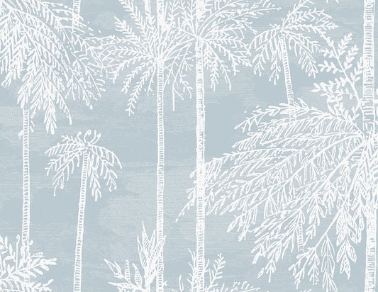 LN40202 Lillian August Coastal Haven Wallpaper Palm Grove  Hampton Blue