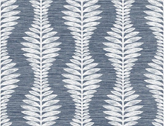 LN40502 Lillian August Coastal Haven Wallpaper Carina Leaf Ogee Midnight Sky