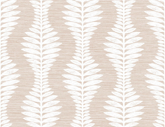LN40506 Lillian August Coastal Haven Wallpaper Carina Leaf Ogee Blush