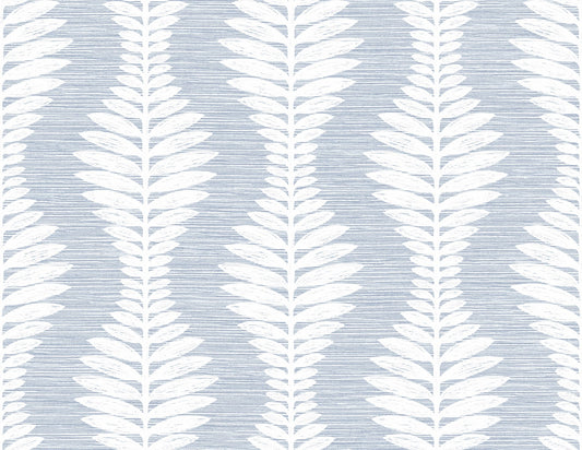 LN40512 Lillian August Coastal Haven Wallpaper Carina Leaf Ogee Charlotte Blue