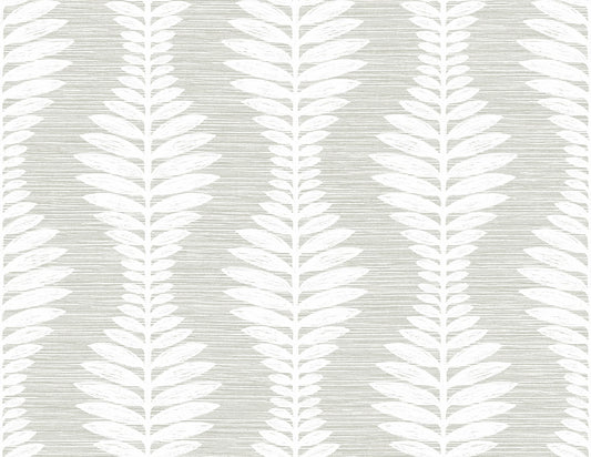 LN40518 Lillian August Coastal Haven Wallpaper Carina Leaf Ogee Sea Salt