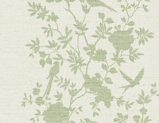 LN41004 Lillian August Coastal Haven Wallpaper Aloha Bird Trail Green Ivy