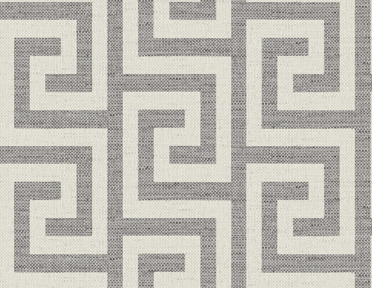 LN41200 Lillian August Coastal Haven Wallpaper Luna Retreat Greek Key Charcoal