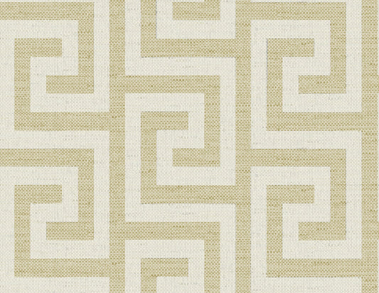 LN41203 Lillian August Coastal Haven Wallpaper Luna Retreat Greek Key Golden