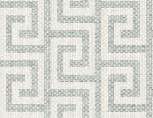 LN41208 Lillian August Coastal Haven Wallpaper Luna Retreat Greek Key Pewter