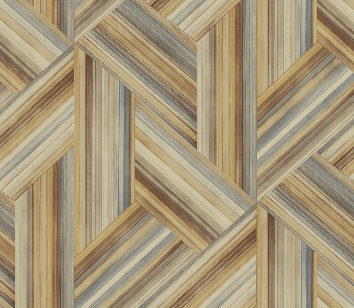 LW50106 Seabrook Designs Living with Art Wallpaper Geo Inlay Saddle Brown and Steel