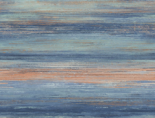 LW50406 Seabrook Designs Living with Art Wallpaper Sunset Stripes Blueberry and Vermillion Orange
