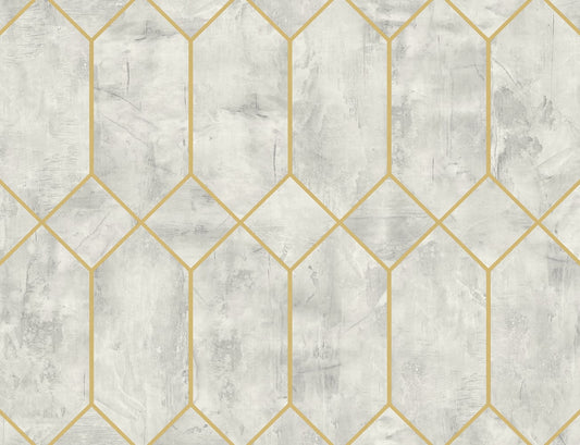 LW51610 Seabrook Designs Living with Art Wallpaper Geo Faux Silver Birch and Metallic Gold