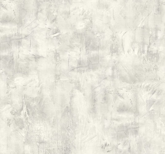 LW51710 Seabrook Designs Living with Art Wallpaper Rustic Stucco Faux Metallic Silver and Snowstorm
