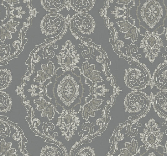 MB30300 Seabrook Designs Beach House Wallpaper Nautical Damask Black Sands