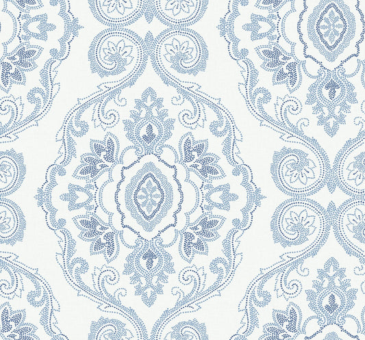 MB30312 Seabrook Designs Beach House Wallpaper Nautical Damask Coastal Blue