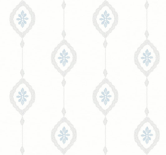 MB30502 Seabrook Designs Beach House Wallpaper Sand Dollar Stripe Blue Oasis