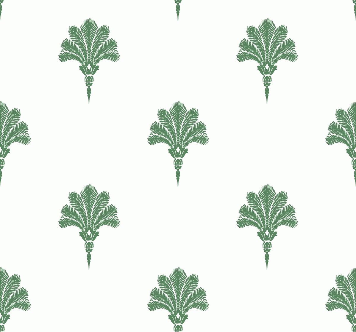 MB31604 Seabrook Designs Beach House Wallpaper Summer Fan Greenery