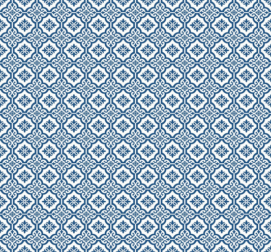 MB31702 Seabrook Designs Beach House Wallpaper Coastal Tile Coastal Blue