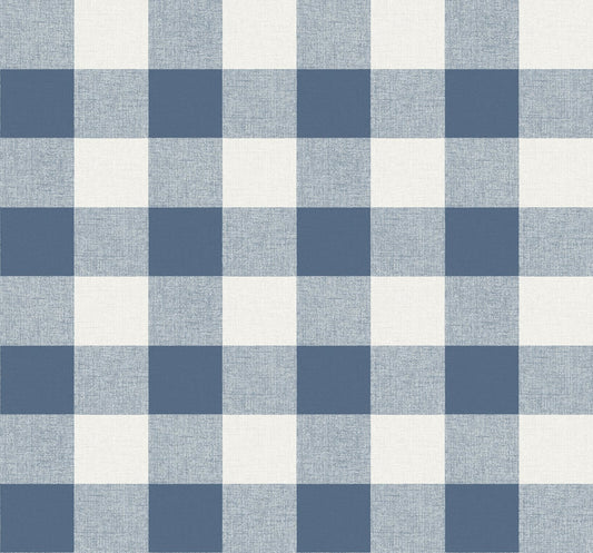 MB31902 Seabrook Designs Beach House Wallpaper Picnic Plaid Coastal Blue