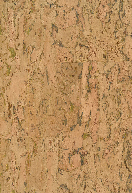 NA503 Seabrook Designs Natural Resource Wallpaper Cork Brown, Metallic Gold