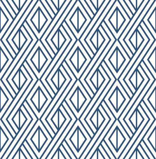 NW30106 NextWall NextWall Peel & Stick Wallpaper Navy Diamond Geometric Navy & White