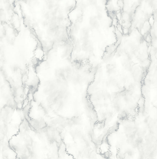NW30400 NextWall NextWall Peel & Stick Wallpaper Faux Marble Gray & Metallic Silver