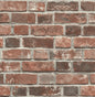 NW31700 NextWall NextWall Peel & Stick Wallpaper Distressed Red Brick Red & Charcoal