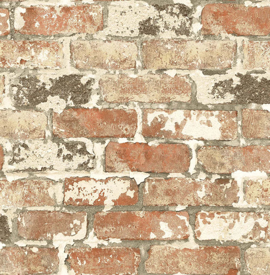 NW32301 NextWall NextWall Peel & Stick Wallpaper Weathered Red Brick Red Brick & Charcoal