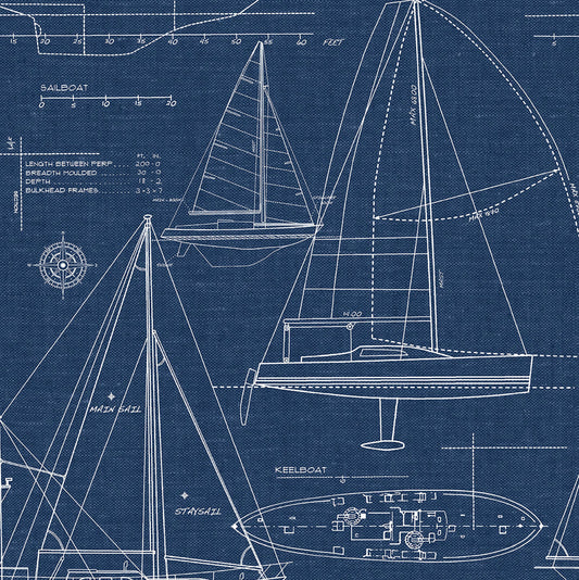 NW32902 NextWall NextWall Peel & Stick Wallpaper Yacht Club Navy Blue