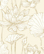 NW33105 NextWall NextWall Peel & Stick Wallpaper Lotus Floral Metallic Gold & Cream