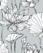 NW33108 NextWall NextWall Peel & Stick Wallpaper Lotus Floral Gray & Ebony