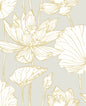 NW33118 NextWall NextWall Peel & Stick Wallpaper Lotus Floral Metallic Gold & Gray