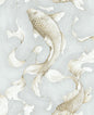 NW33208 NextWall NextWall Peel & Stick Wallpaper Koi Fish Metallic Champagne & Gray