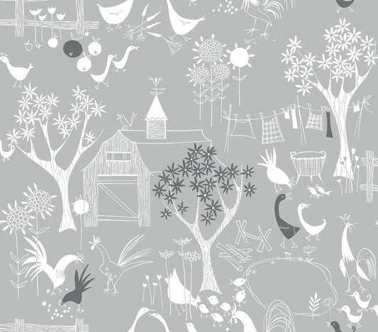 NW34308 NextWall NextWall Peel & Stick Wallpaper Rise and Shine Grey