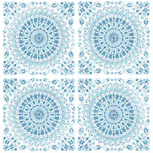 NW35102 NextWall NextWall Peel & Stick Wallpaper Mandala Teal & Blue