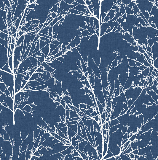 NW36102 NextWall NextWall Peel & Stick Wallpaper Tree Branches Coastal Blue