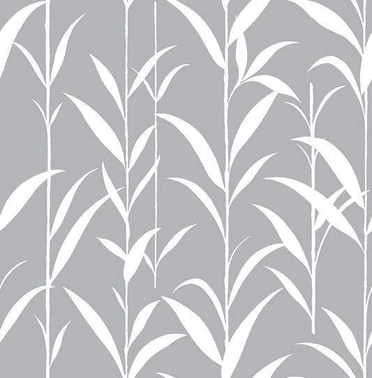 NW36408 NextWall NextWall Peel & Stick Wallpaper Bamboo Leaves Gray