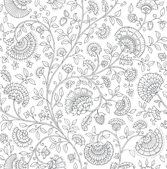 NW36808 NextWall NextWall Peel & Stick Wallpaper Paisley Trail Slate Gray