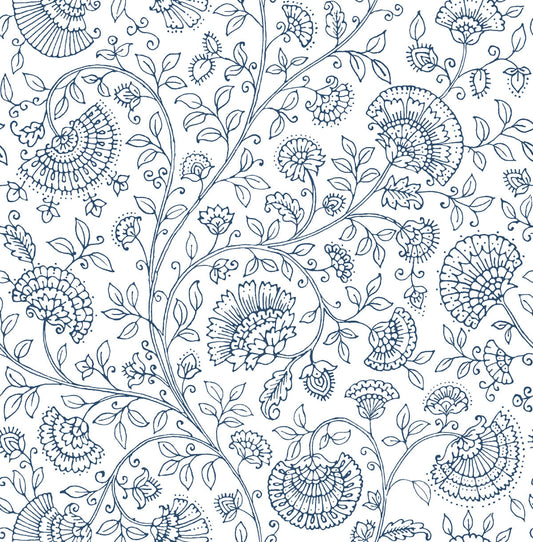 NW36812 NextWall NextWall Peel & Stick Wallpaper Paisley Trail Midnight Blue