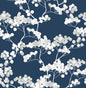 NW37202 NextWall NextWall Peel & Stick Wallpaper Cyprus Blossom Navy Blue & Gray